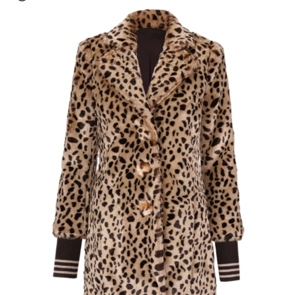 CAbi Jackets & Coats Cabi Josephine Faux Fur Leopard Print Coat
